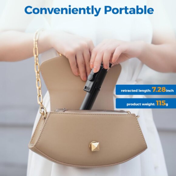 Selfie Stick Tripod, Retractable Selfie Stick Tripod w/ Wireless Remote Control - Picture 9 of 13